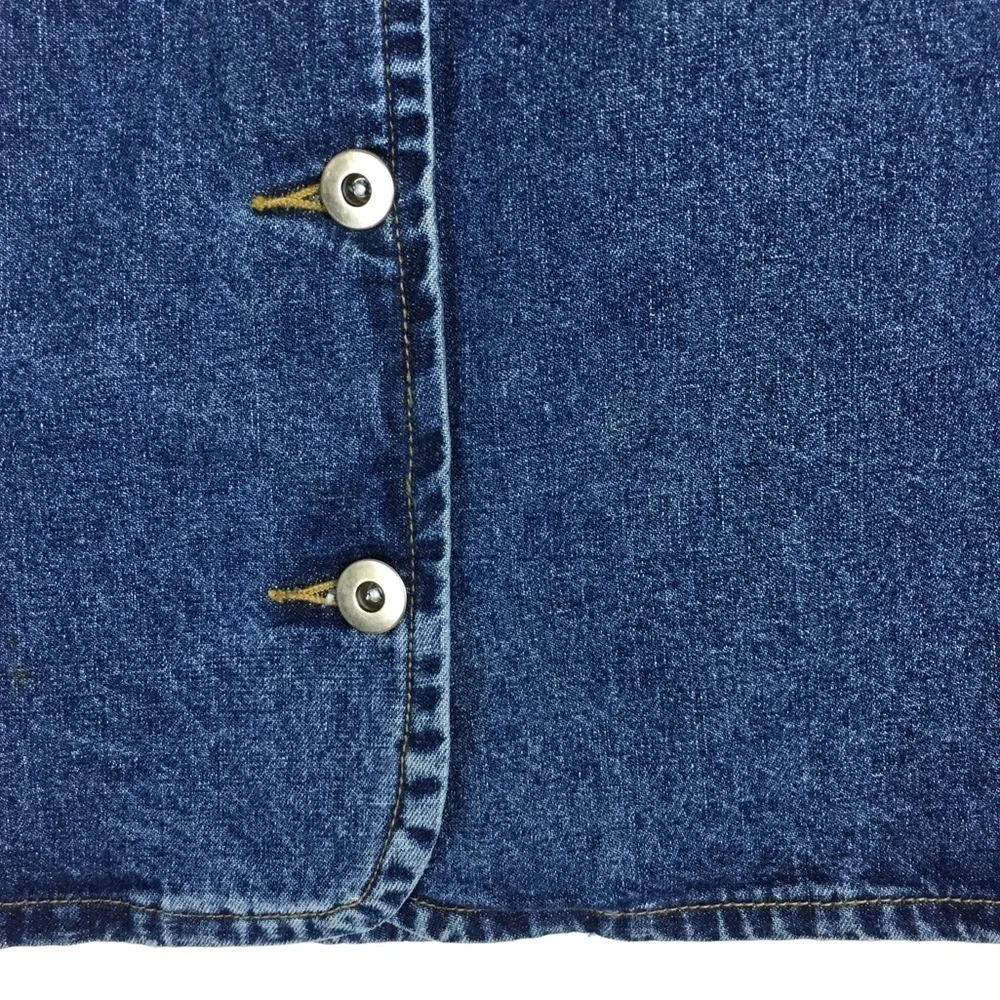 VINTAGE Jean Skirt 90s Y2K Denim Button Front Retro Modest Minimalist Size 9/10